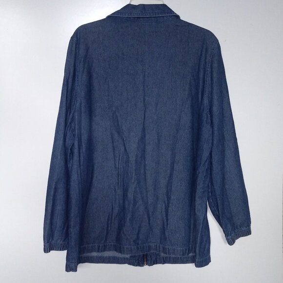 Womens Denim Shirt Embroidered Pocket Full zip - Picture 7 of 10